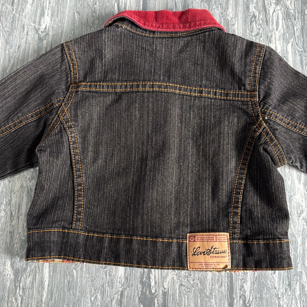 ❤️3/$30 Levi Strauss Infant Denim Jacket with Red Collar - Picture 5 of 7